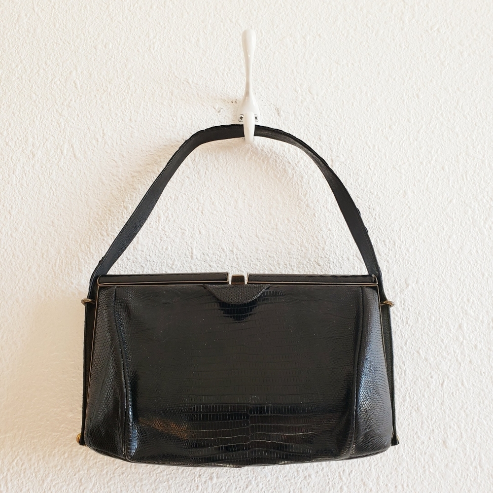 Vintage reptile patent leather  purse bag